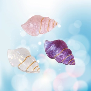 Lot de 3 pinces à cheveux en forme de conque avec effet perlé et marbré