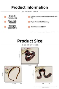 Detailed view of small tortoise shell hair clips and headband with measurements