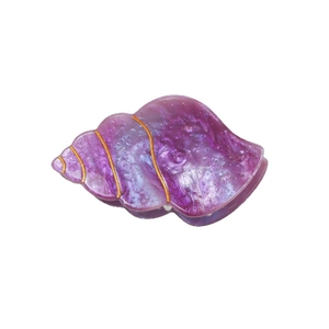 Pince à cheveux conque en acétate marbré violet avec des paillettes et des lignes dorées