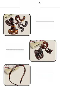 Close-up of tortoise shell resin hair clips and headbands in French vintage style