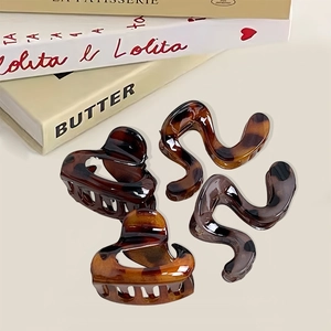 Vintage Tortoiseshell Resin Hair Claw Clip Korean Style Amber Geometric Hairpin Headband For Women Elegant Hair Accessories