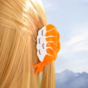 Pinza per capelli creativa a forma di sushi di gamberi in acetato per acconciature