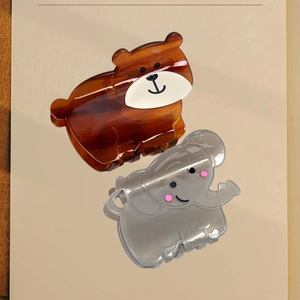 Cute Cartoon Bear Elephant Acetate Hair Claw Clips Animal Shark Clips For Women Girls Handmade Fashion Hair Styling Accessories