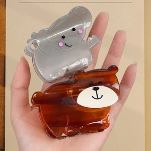 Cute acetate bear and elephant hair claws for women, minimalist cartoon hair accessories