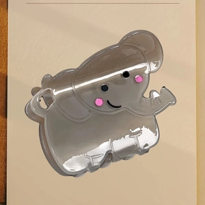 Cute cartoon elephant acetate hair claw clip in translucent smoky grey for women