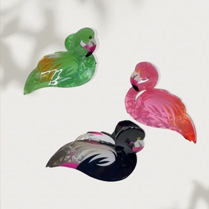 Cute PVC Flamingo Hair Claw Animal Shaped Cartoon Hair Clip Sweet Candy Color Updo Hair Accessory For Women Girls Hair Accessory