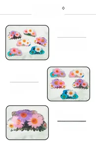 Detail view of floral print hair claw clips in vibrant colors and translucent resin finish