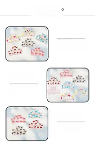 Detail view of colorful bow hair clips featuring floral, ladybug, and heart patterns