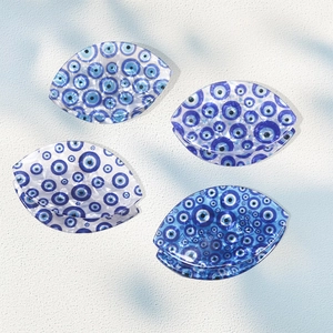 Lot de quatre pinces à cheveux oeil bleu en acétate de qualité supérieure avec fini brillant