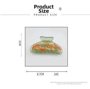 Spécifications de taille pour la pince à cheveux poisson en acrylique 8,7cm long et 5cm haut