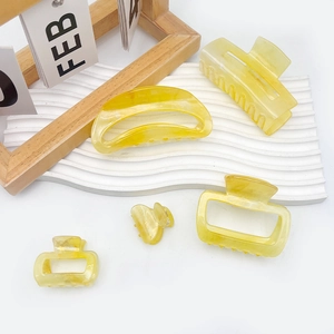 Minimalist Geometric Acrylic Marble Hair Claw Clip For Women Fashion Jelly Yellow Hair Accessories Large Hair Clamp Shark Clip