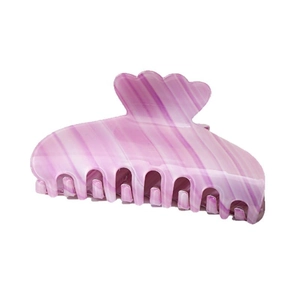 Light purple and white marble texture acetate hair claw clip with a glossy finish
