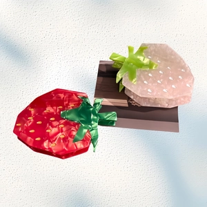 Minimalist strawberry shaped acetate hair claws in red and pink with crystal texture