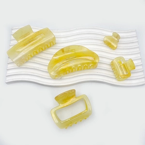 Set of 5 minimalist amber marble acrylic claw clips in various geometric shapes