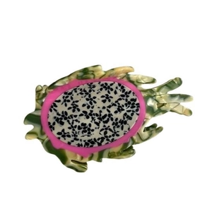 Creative dragon fruit shape hair claw clip made of acetic acid plate with marble texture