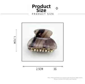 Mini acrylic hair claw clip with marble texture measuring 2.5cm in length and 1.7cm high