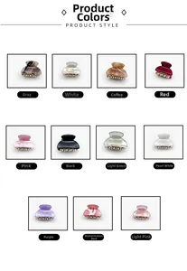 Detailed grid showing mini acrylic hair claws in eleven vibrant colors and textures