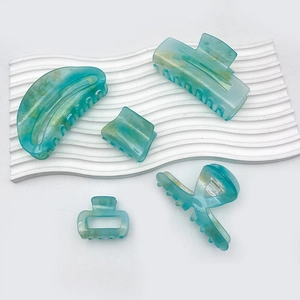 Korean Style Emerald Green Marble Pattern Acrylic Hair Claw Clip Geometric Hollow Hair Clips For Women Daily Hair Accessories