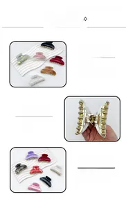 Detailed close-up of colorful large acrylic hair claws in vibrant marble patterns