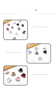 Detail shot of mini acrylic hair claws in multiple colors with acetate texture finish