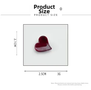 Detaillierte Größenangaben für Herz-Miniklammer, Abmessungen 2,5 cm mal 2,1 cm
