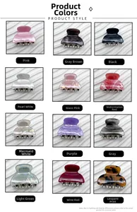 Vue détaillée de 12 mini-pinces à cheveux en acrylique aux couleurs variées et finitions nacrées