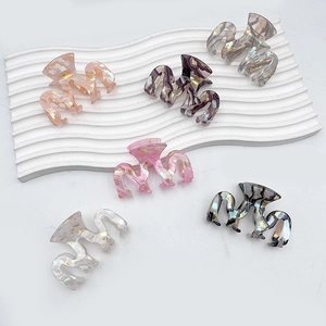 Korean Fashion Wave Geometric Acetate Hair Claw Clips Marble Pattern Glitter Shell Hair Accessories For Women Daily Styling