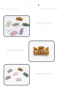 Detailed view of colorful acrylic bow hair claws with durable metal springs