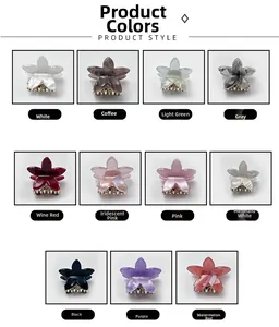 Mini pinces à cheveux fleurs en acrylique en plusieurs couleurs avec finitions nacrées