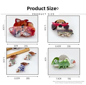 Detailed dimensions of cartoon dog and animal hair claws with marble texture patterns