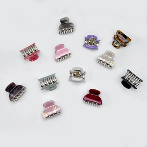 Lot de 11 petites pinces à cheveux en acrylique aux motifs marbrés, nacrés et léopard