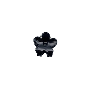Minimalistische schwarze Haarklammer in Blütenform aus glänzendem Acryl mit Spiegeleffekt