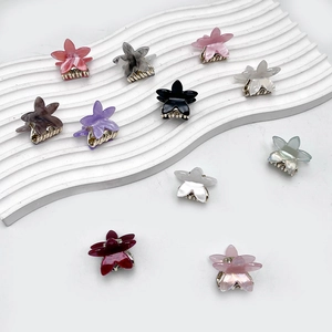 Mini Pinces à Cheveux Fleurs en Acrylique Petites Pinces Florales Avec Poignée en Métal pour Femmes Filles Accessoires