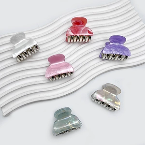 Lot de 6 petites pinces à cheveux en acrylique aux couleurs vives et ressort en métal