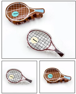 Détails de pinces à cheveux créatives en forme de raquette de tennis au design sport chic