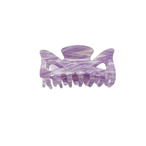 Medium size hollow bow hair claw clip with purple marble pattern and metallic spring