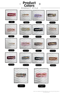 Vue détaillée de 18 couleurs de pinces à cheveux rectangulaires en acrylique