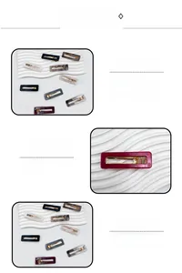 Détails de pinces à cheveux rectangulaires en acrylique marbré avec base en métal doré