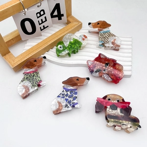 Creative Animal Shaped Hair Claws For Women Acetate Acrylic Dog Chameleon Fox Pattern Cute Hair Clips Hair Accessories