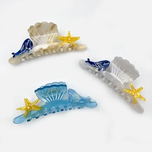 Ocean Theme Acetate Hair Claw Clip Cute Shell Starfish Dolphin Design Elegant Shark Clip For Women Girls Hair Accessories