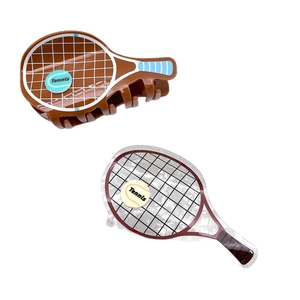 Pince à cheveux créative en forme de raquette de tennis pour femmes style sport