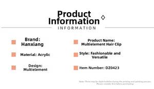 Detailed information chart for Halloween hair claw clip showing acrylic material and design