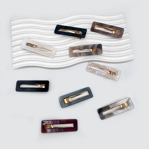 Lot de barrettes à cheveux rectangulaires en acrylique marbré pour un style élégant