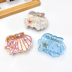 Lot de 3 pinces à cheveux océan en acétate avec motifs de coquillages et d'étoiles de mer