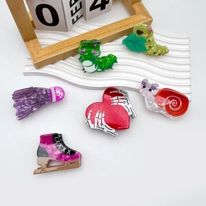Acetate Funny Hair Claw Clips Creative Snail Heart Roller Skate Badminton Caterpillar Shapes Cartoon Hairpins Women Hair Accessory