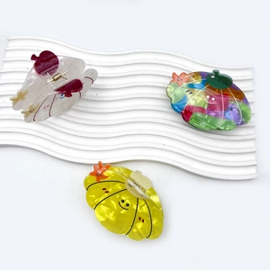 Cute cartoon shell-shaped hair claw clips with colorful starfish and coral decor set