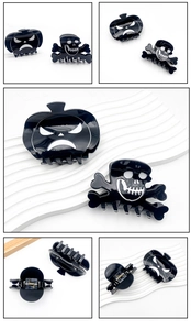 Détails des pinces à cheveux d'Halloween avec motifs citrouille et crâne et ressorts en métal