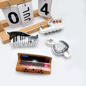 Creative Musical Note Piano Cassette Saxophone Hair Claw Clip Vintage Acrylic Hair Accessories For Women Girls Hairpin