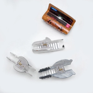 Creative music note acrylic hair claw set with vintage tape design and marble pattern