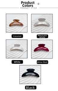 Selection of large crescent acrylic hair claws in caramel, pearlescent, wine, and black